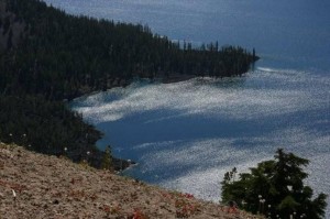 Sunlit ripples on Crater Lake